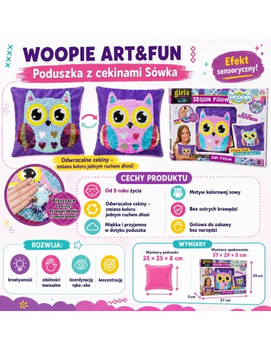 WOOPIE ART&FUN kūrybinis rinkinys – pagalvėlė pelėdžiukės dekoravimui
