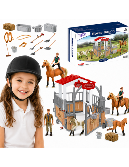 WOOPIE Set Stall Gehege für Pferde 18-tlg. – Spielzeug für Kinder