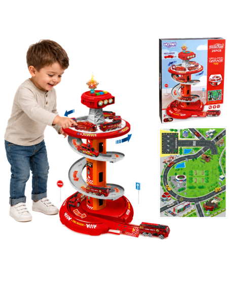 WOOPIE Spiralbahn Garage 3 Stk. - Spielzeug für Spielautos