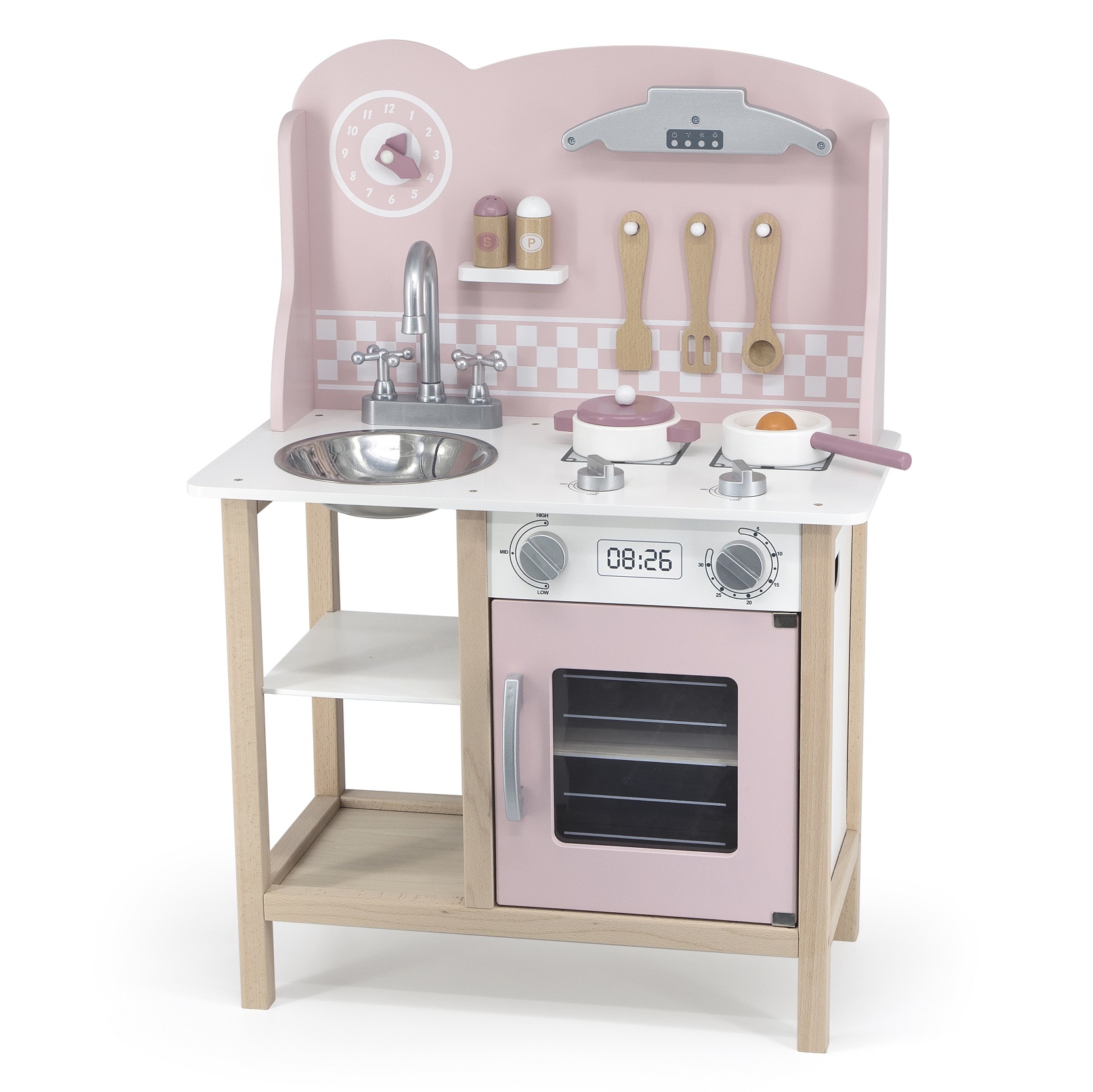 Polarb drewniana kuchnia z akcesoriami silver - pink