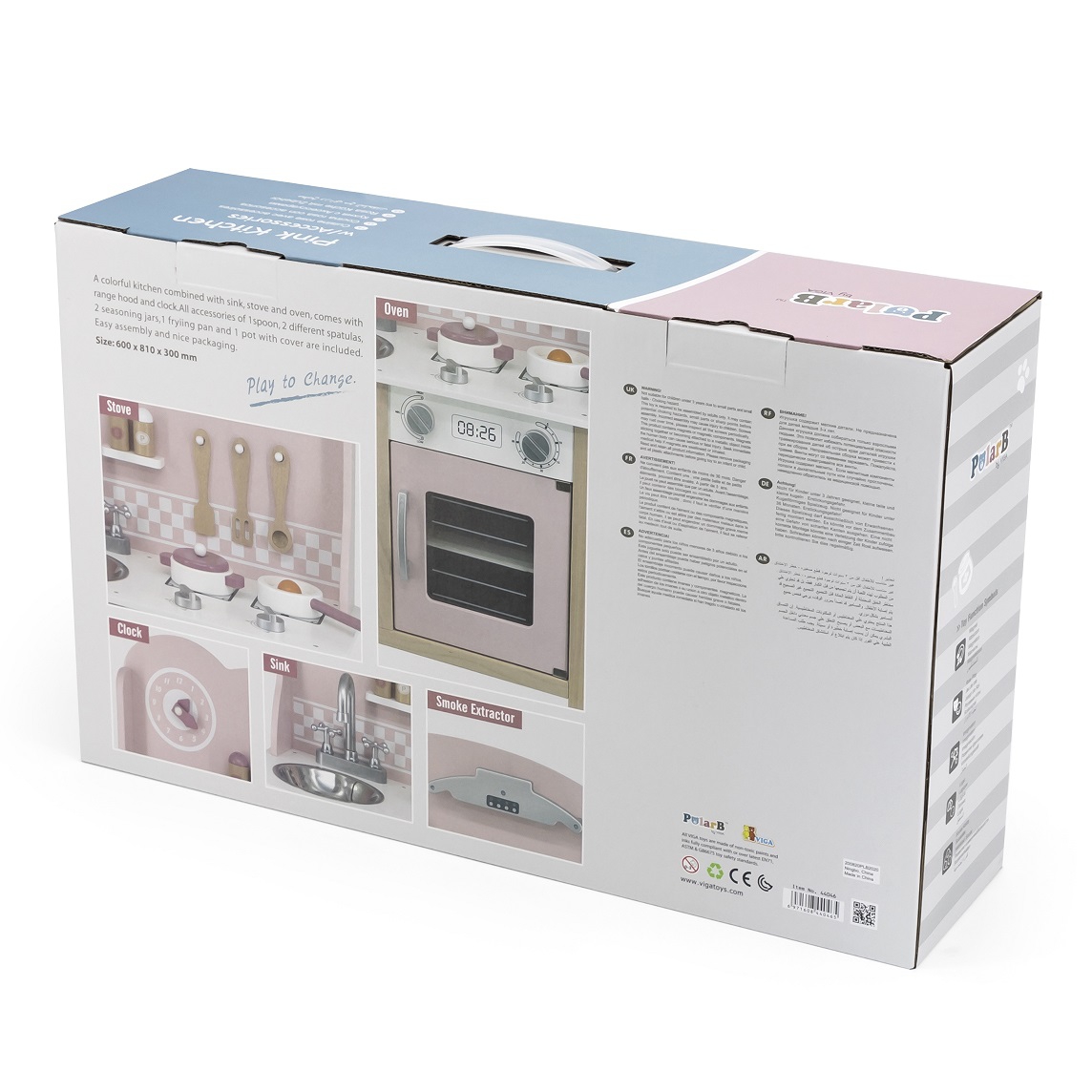 Polarb drewniana kuchnia z akcesoriami silver - pink
