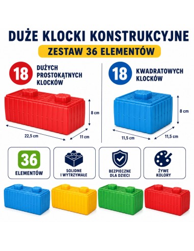 WOOPIE Konstruktionsbausteine XXL 43-tlg. mit Spielauto
