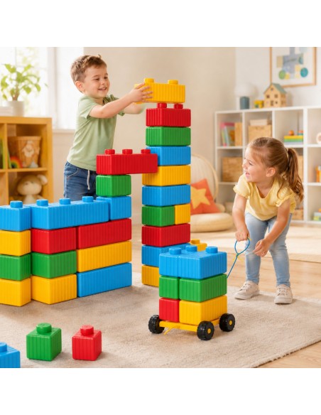 WOOPIE Konstruktionsbausteine XXL 43-tlg. mit Spielauto