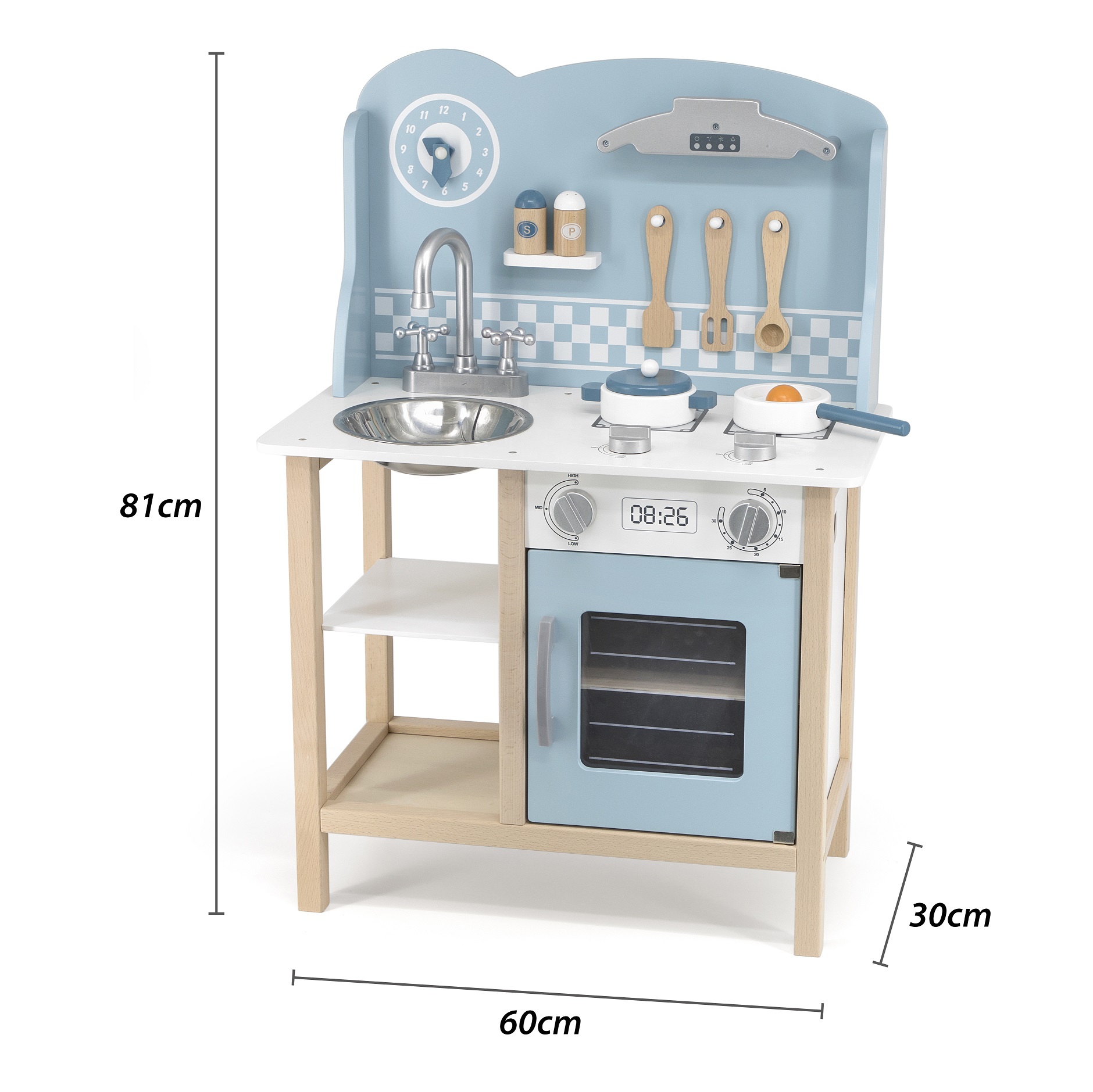 Polarb drewniana kuchnia z akcesoriami silver - blue