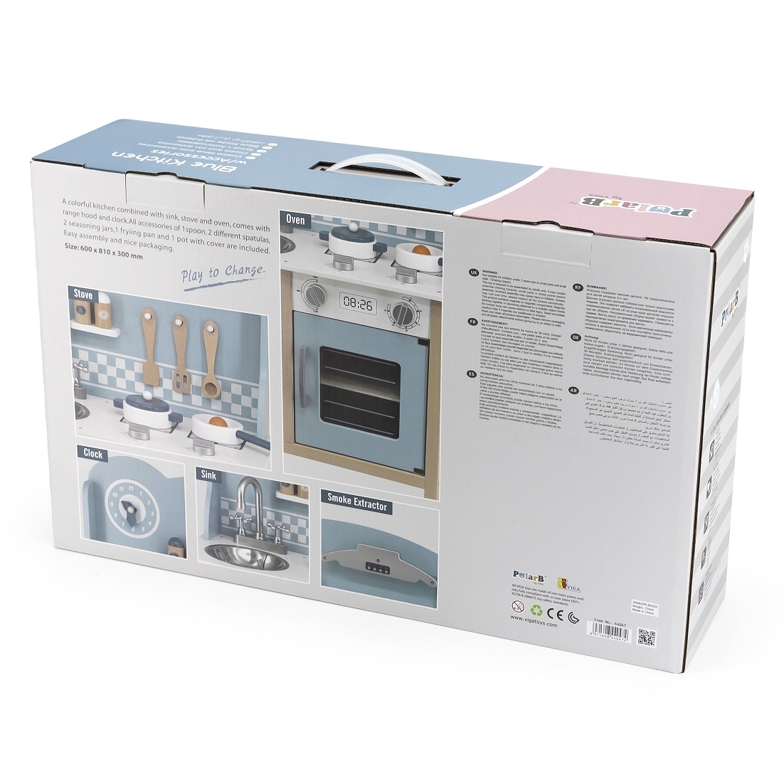 Polarb drewniana kuchnia z akcesoriami silver - blue