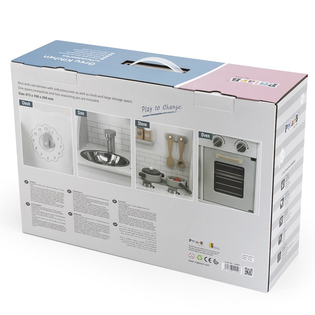 Polarb drewniana kuchnia z akcesoriami eco gray