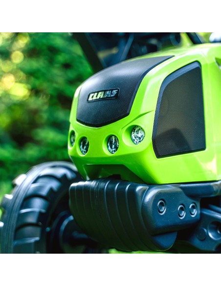 FALK Grüner CLAAS Trettraktor mit Schaufel und Anhänger 3+