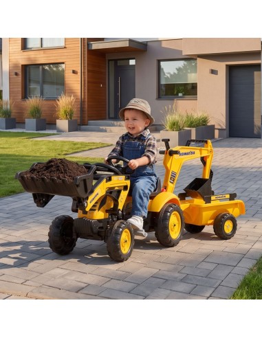 FALK Komatsu Pedal Tractor with Excavator and Trailer 2-5 years