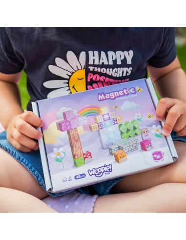 Woopie magnetinės kaladėlės 48 el. | Montessori 3D konstruktorius