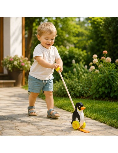 Drewniany Pchacz Pingwin Viga Toys – Zabawa i Rozwój Dziecka