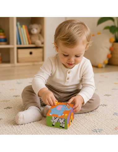 Viga Holzpuzzle Zoo – 4 Bausteine für Kinder