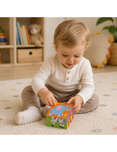 Viga Holzpuzzle Zoo – 4 Bausteine für Kinder