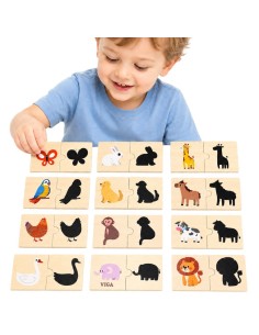 VIGA Holz-Puzzles Tierchen – Legespiel Schatten anpassen