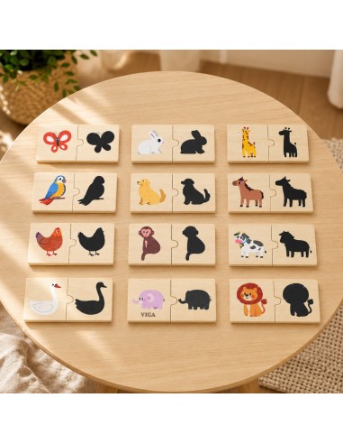 VIGA Holz-Puzzles Tierchen – Legespiel Schatten anpassen
