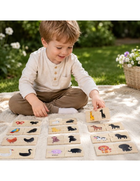 VIGA Holz-Puzzles Tierchen – Legespiel Schatten anpassen