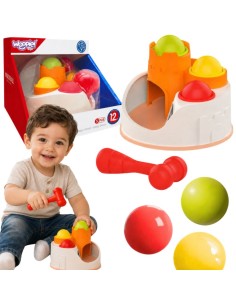 WOOPIE Steck-/Klopfspiel mit Schloss, Kugeln und Hammer, 12m+