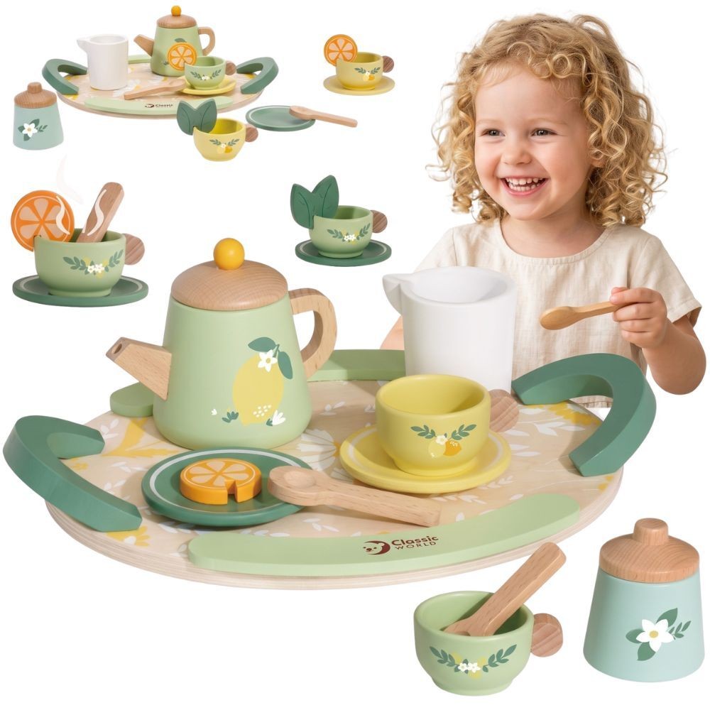 teekomplekt mäng lapsele CW50576 – Puidust teekomplekt 14 tk. lastele – arendav mäng lapsele