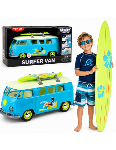 Klassischer Surfbus Van Rot 1:14 TOY STAR – Licht und Sound
