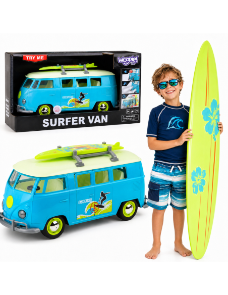 Klassischer Surfbus Van Rot 1:14 TOY STAR – Licht und Sound