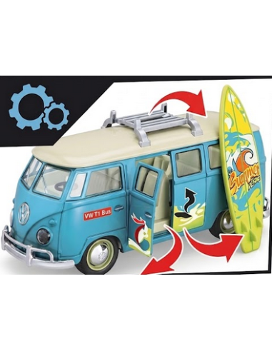 Klassischer Surfbus Van Rot 1:14 TOY STAR – Licht und Sound
