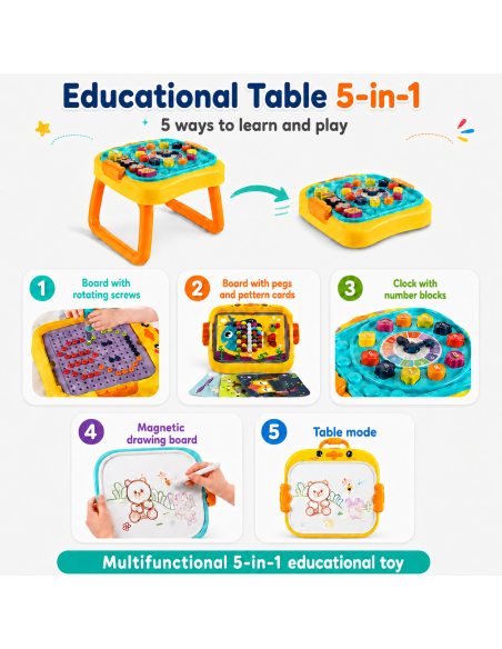 WOOPIE Interactive 3-in-1 Educational Table Workshop Board Sorter Numbers