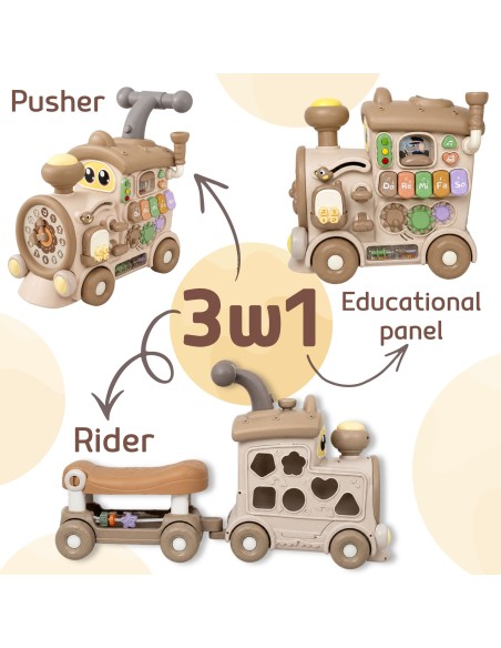 WOOPIE Interactive 3-in-1 Train Ride-on Educational Pusher for Children