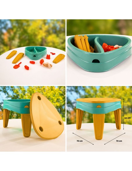 FEBER Wasserspieltisch CASUAL 3-in-1 – Sandkasten, Schreibtisch, Picknicktisch
