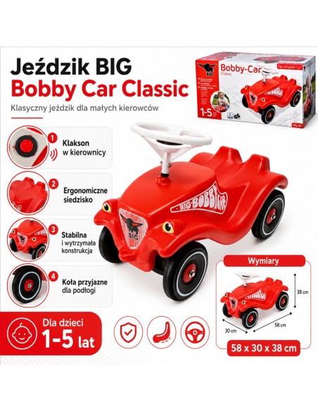 Stūmukas-atstūmiklis Bobby Car Classic - saugus žaidimas vaikams