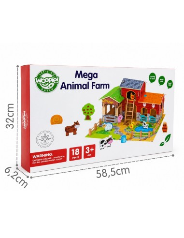 WOOPIE GREEN Mega Farm 18 pcs Animal Figures Stable Cowshed Henhouse