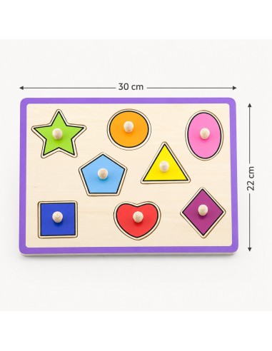 VIGA wooden puzzle with handles - set with shelf 18m+