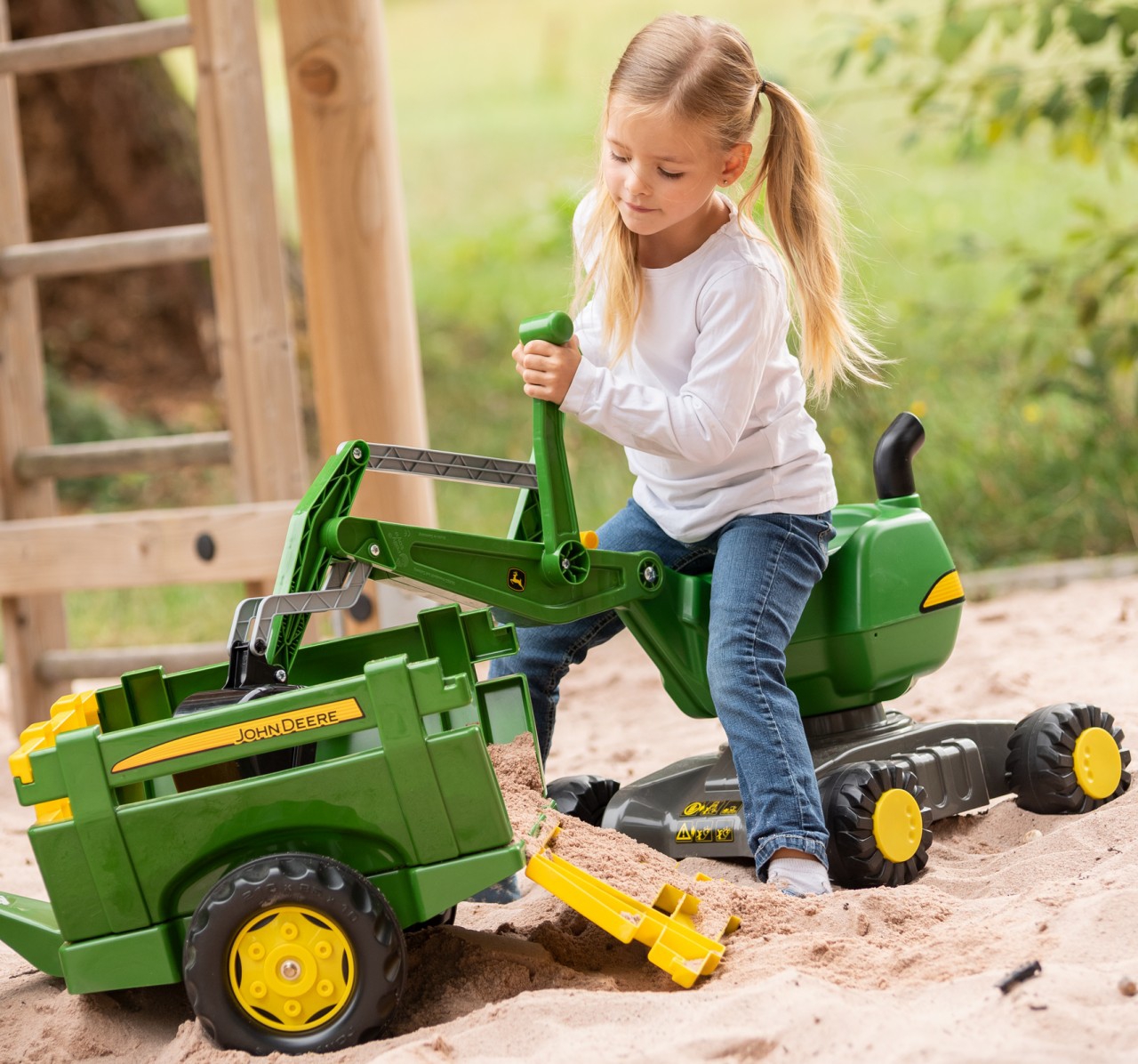 Rollydigger john deere koparka samobieżna jeździk - zielony