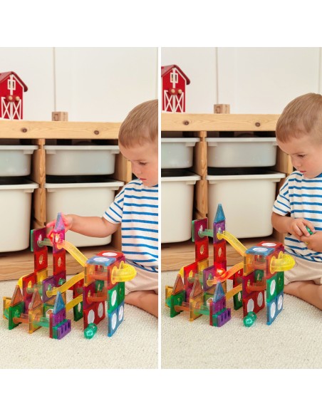 WOOPIE Magnetische 3D-Steine – Lernset Kugelbahn 105-tlg.