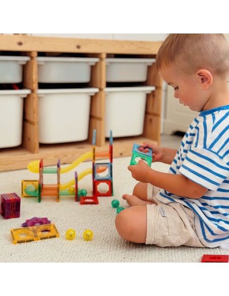 WOOPIE Klocki Magnetyczne 3D - Zestaw Edukacyjny Tor Kulkowy 105el.