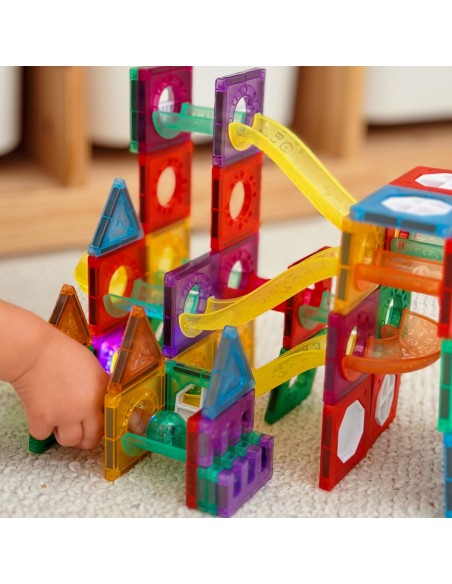 WOOPIE Klocki Magnetyczne 3D - Zestaw Edukacyjny Tor Kulkowy 105el.
