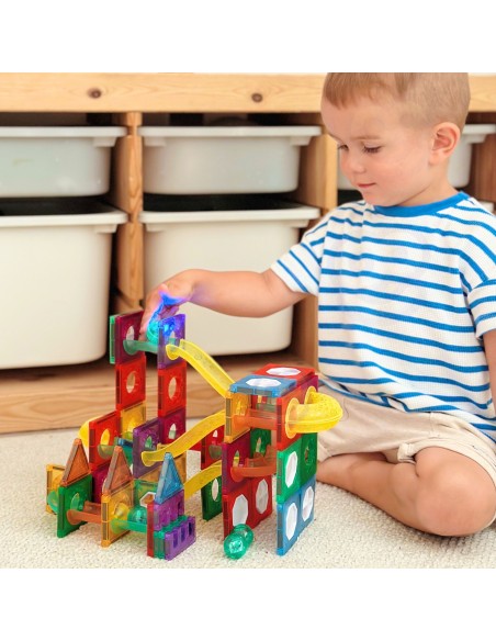 WOOPIE Klocki Magnetyczne 3D - Zestaw Edukacyjny Tor Kulkowy 105el.