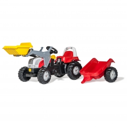 Rolly Toys rollyKid-X Traktor na Pedały czerwony z Łyżką i Przyczepą STEYR Czerwony