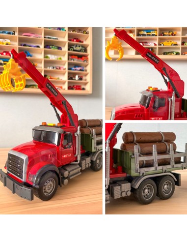 Truck with a moving crane and timber - an interactive toy by Woopie