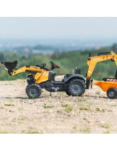 FALK CASE pedalinio traktoriuko komplektas su ekskavatoriumi ir priekaba 2–5 metų 2