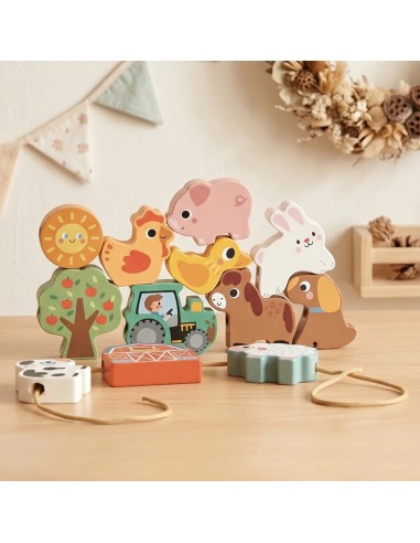 Holz-Nadelspiel Bauernhof Woopie Green – 13 Elemente