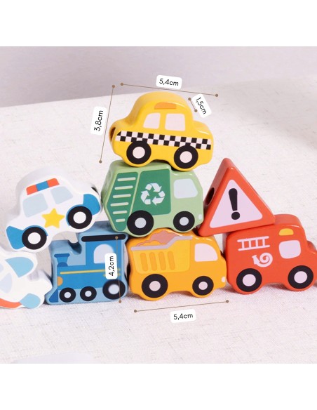 Wooden threading toy Transport Woopie Green - 13 pcs.