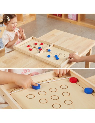 VIGA Drewniana gra zręcznościowa 4w1 Hokej stołowy Curling Bowling Ludo