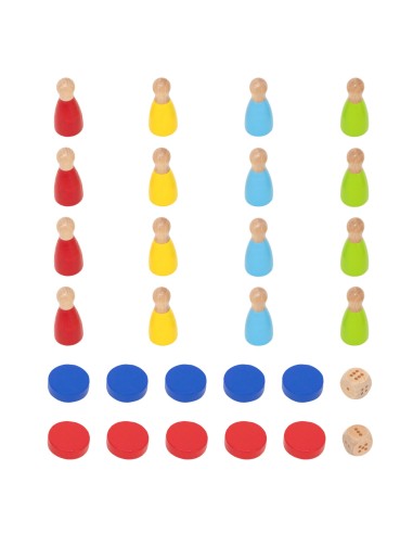 VIGA Drewniana gra zręcznościowa 4w1 Hokej stołowy Curling Bowling Ludo