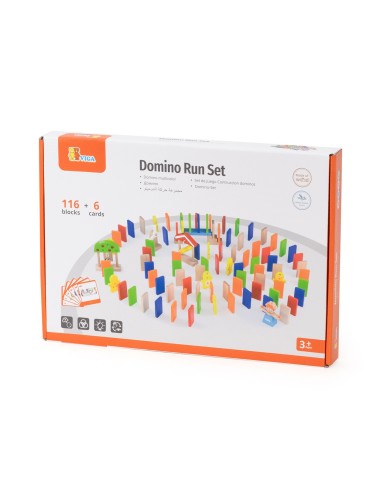 VIGA wooden domino track - set of 116 blocks and 6 cards