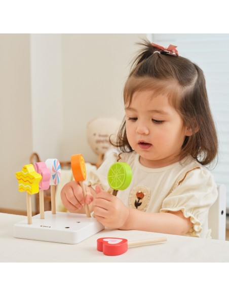 VIGA Holz-Lutschstäbchen mit Sockel 6 Stk. für Kinder 18m+