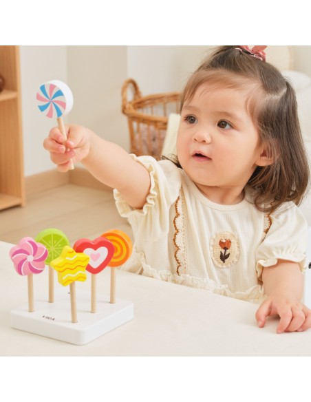 VIGA Holz-Lutschstäbchen mit Sockel 6 Stk. für Kinder 18m+