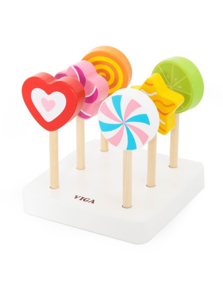 VIGA Holz-Lutschstäbchen mit Sockel 6 Stk. für Kinder 18m+