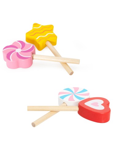 VIGA Holz-Lutschstäbchen mit Sockel 6 Stk. für Kinder 18m+