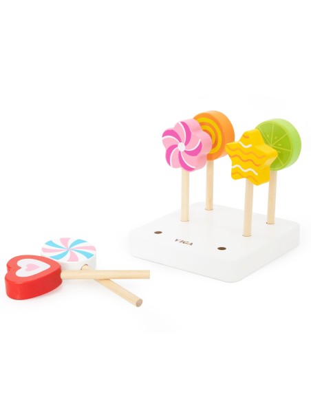 VIGA Holz-Lutschstäbchen mit Sockel 6 Stk. für Kinder 18m+