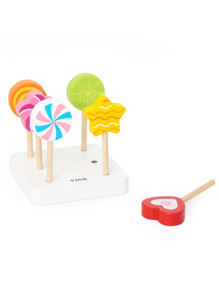 VIGA Holz-Lutschstäbchen mit Sockel 6 Stk. für Kinder 18m+