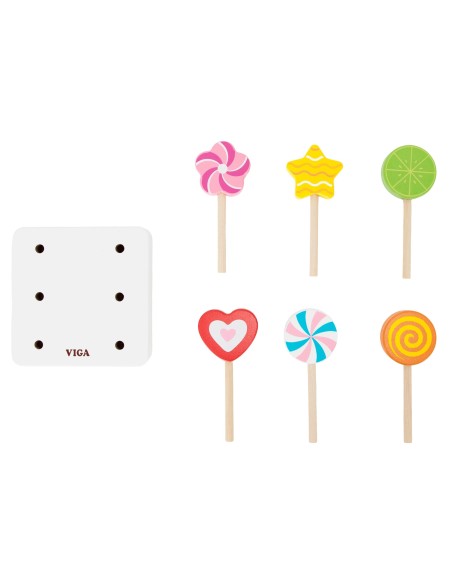 VIGA Holz-Lutschstäbchen mit Sockel 6 Stk. für Kinder 18m+
